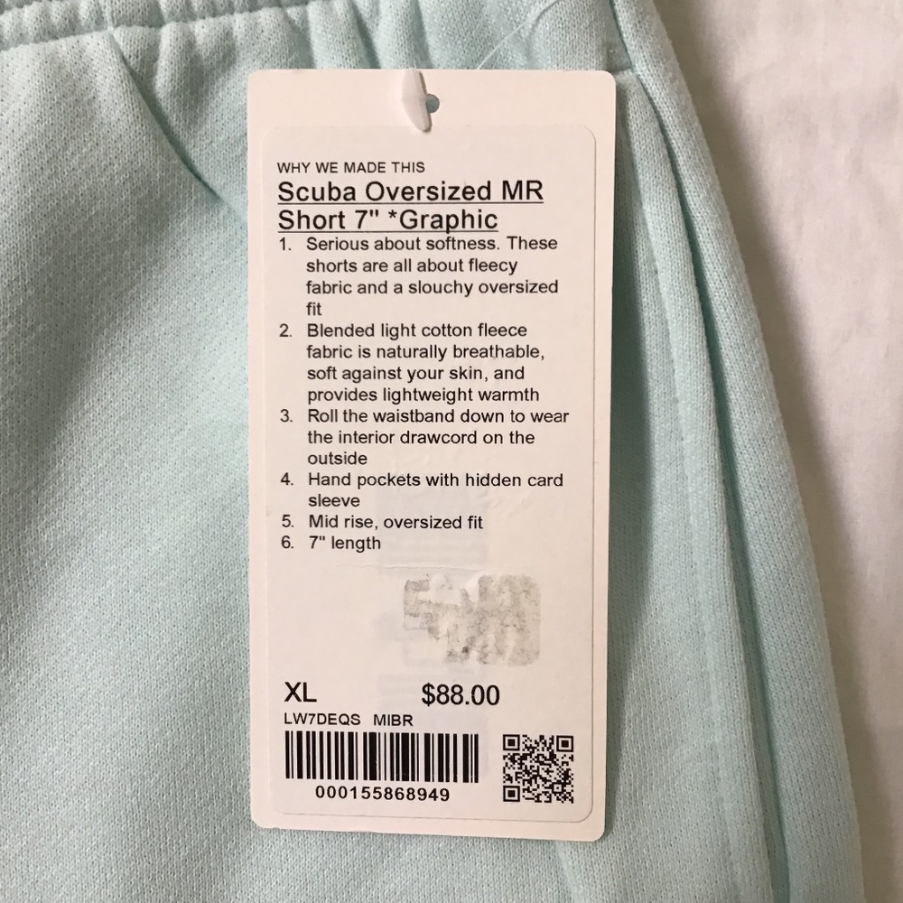 LuLuLemon sz XL Scuba Oversized Mid Rise Short 7” Graphic Mint Breeze NWT - Picture 3 of 6